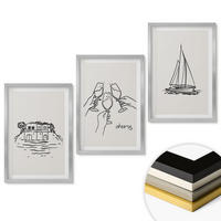 WANDBILDER 3er Set - 40x60 cm Silberner Rahmen - Haus am Wasser, Segelboot-Toast - Silberfarben, Kunststoff (40/60cm) - ArtPrintCave