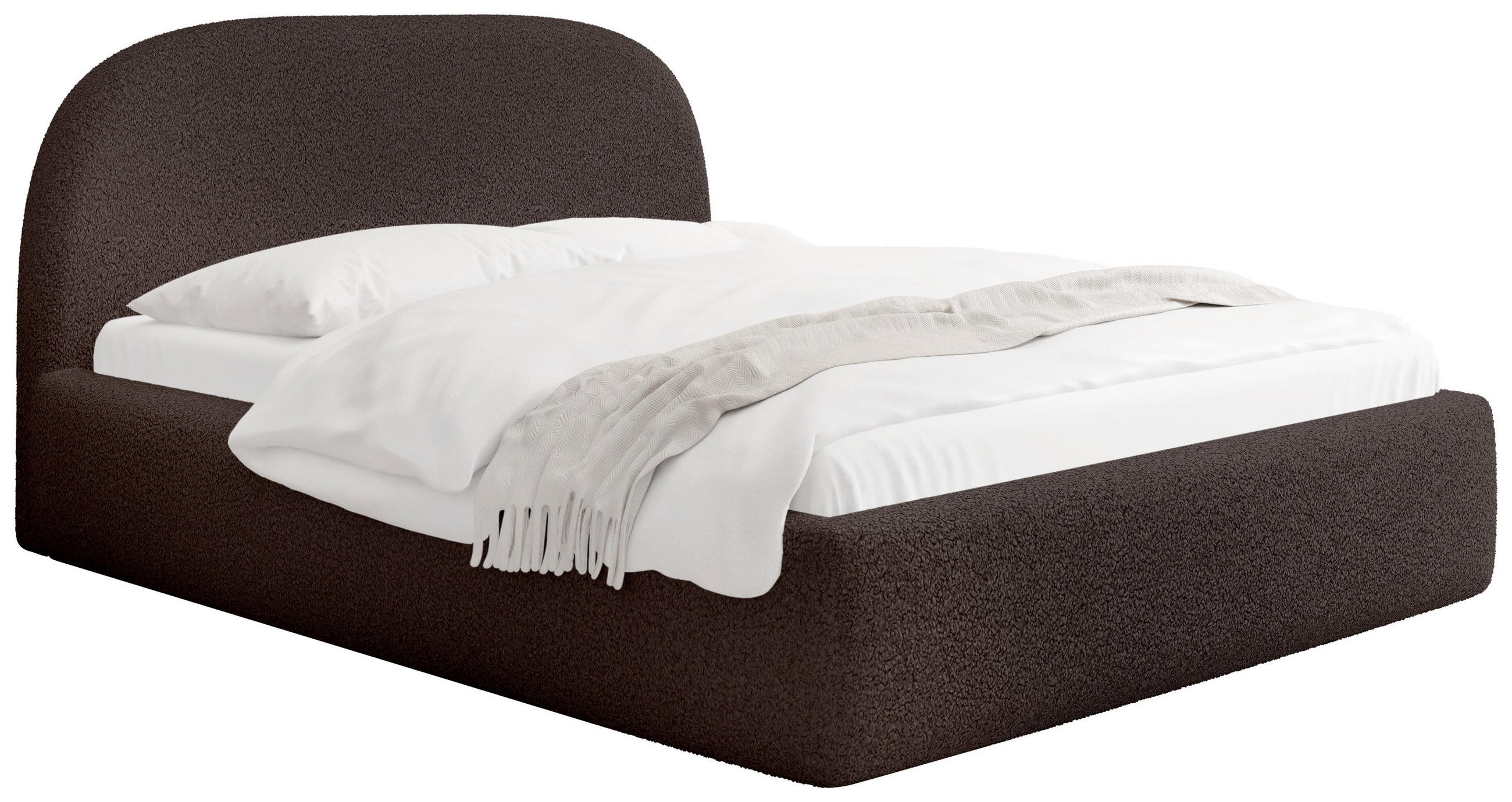 POLSTERBETT Puro mit Bettkasten, Braun Boucle 180 x 200 cm – mit Metall-Lattenrost - Birkefarben/Schwarz, Kunststoff/Textil (180/200cm) - WFL GROUP