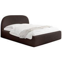 POLSTERBETT Puro mit Bettkasten, Braun Boucle 120 x 200 cm – mit Metall-Lattenrost - Birkefarben/Schwarz, Kunststoff/Textil (120/200cm) - WFL GROUP
