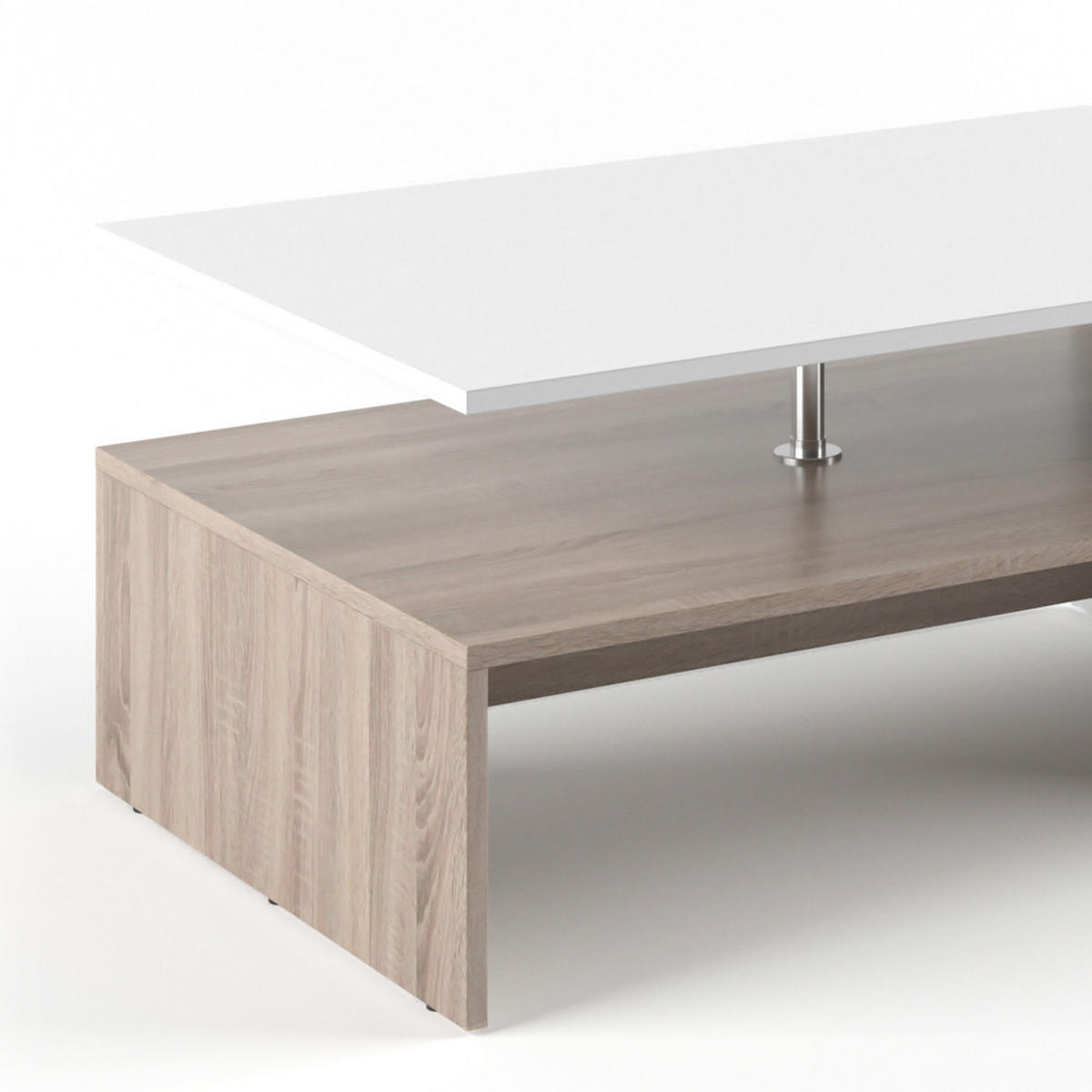 COUCHTISCH Amato Weiß/Sonoma 90 x 60 cm - Weiß/Sonoma Eiche, Holzwerkstoff (60/90/42cm) - Vicco