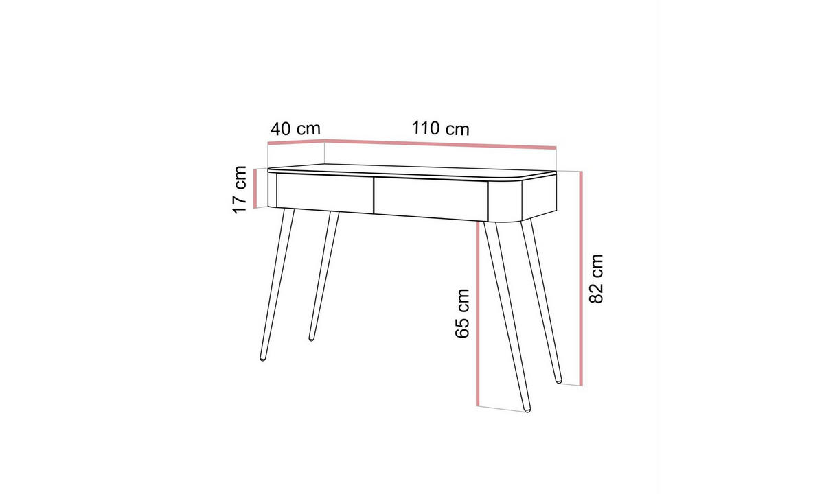 KONSOLE SAGE 110/40/82 cm Kaschmir goldene Beine Push-to-Open - Kaschmir/Goldfarben, Holzwerkstoff/Metall (110/82/40cm) - Lookway