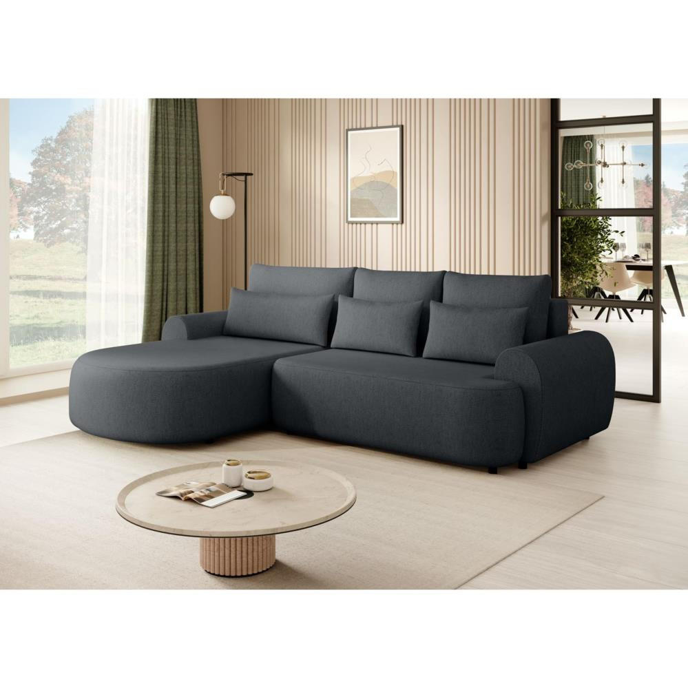 ECKSCHLAFSOFA Olivio L Anthrazit - Anthrazit/Schwarz, Kunststoff/Textil (266/170cm) - Beautysofa