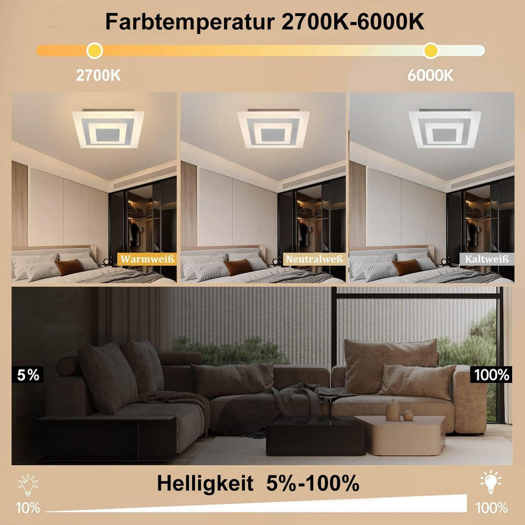 Thumbnail - Nettlife Led-Deckenleuchte, Weiß, Metall, G, 30x6x30 cm, Lampen & Leuchten, Innenbeleuchtung, Deckenleuchten