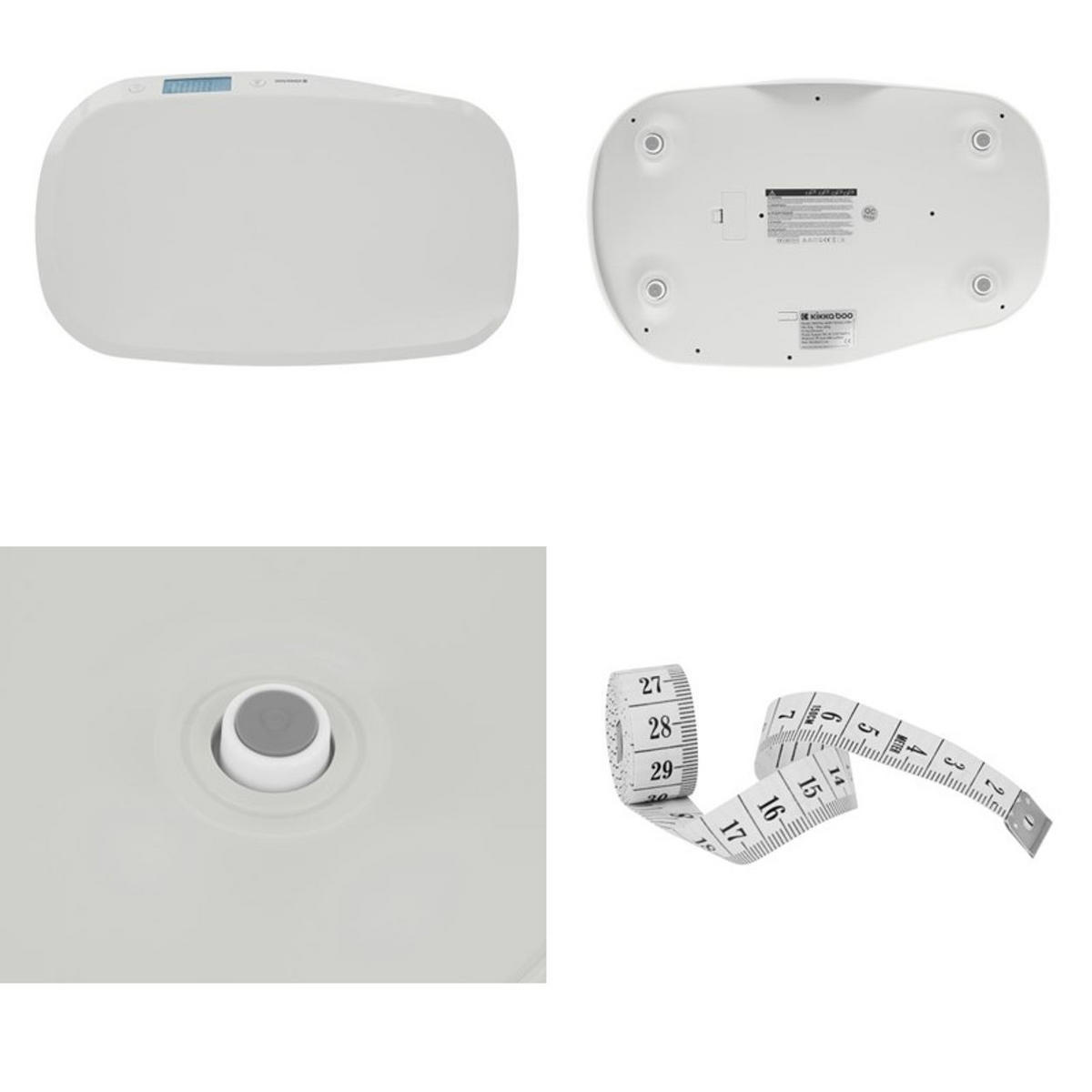 BABYWAAGE Lyra LCD-Display grau Maßband Anti-Rutsch-Füße Tarafunktion 20 kg - Grau, Kunststoff (32/52cm) - Kikka boo