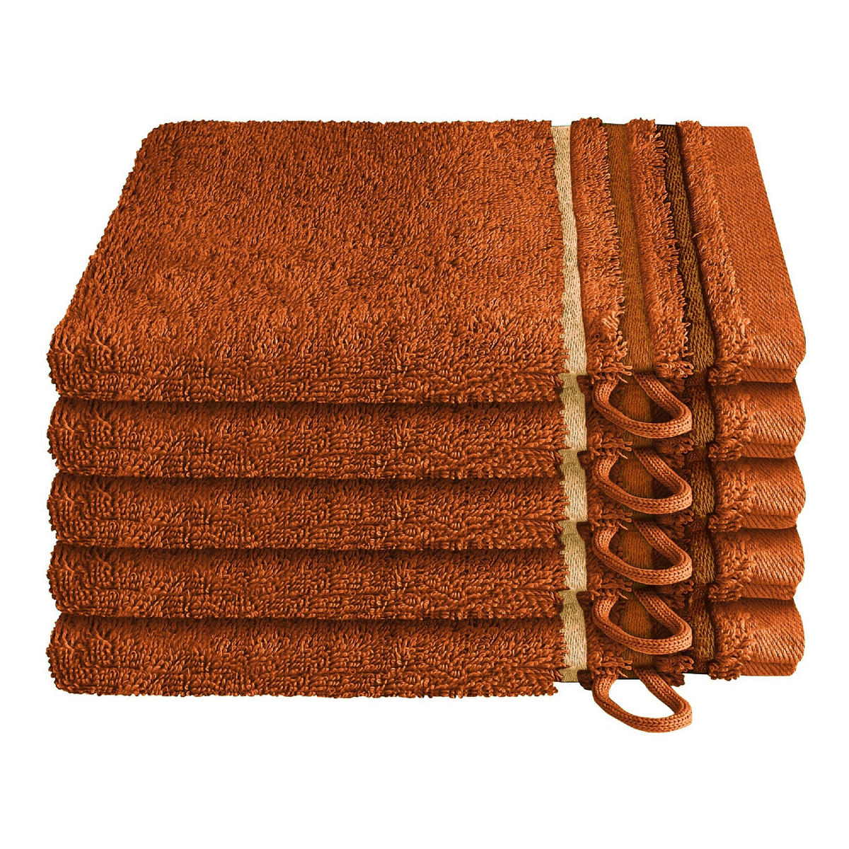 WASCHHANDSCHUHSET Skyline Color - 5-teilig - 16 x 22 cm - Terrakotta - Terracotta, Textil (16/22cm) - SCHIESSER