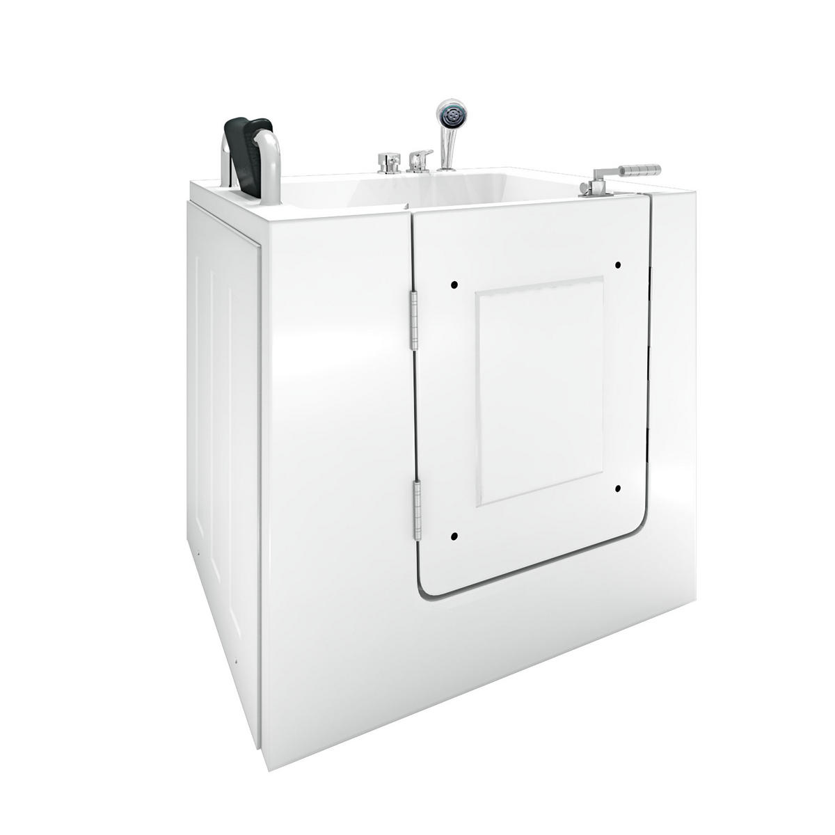 SITZWANNE Whirlpool Badewanne mit Tür S02WP-C-L 100x78cm - Weiß, Glas/Kunststoff (78/113/100cm) - AcquaVapore by Sandra Jentho