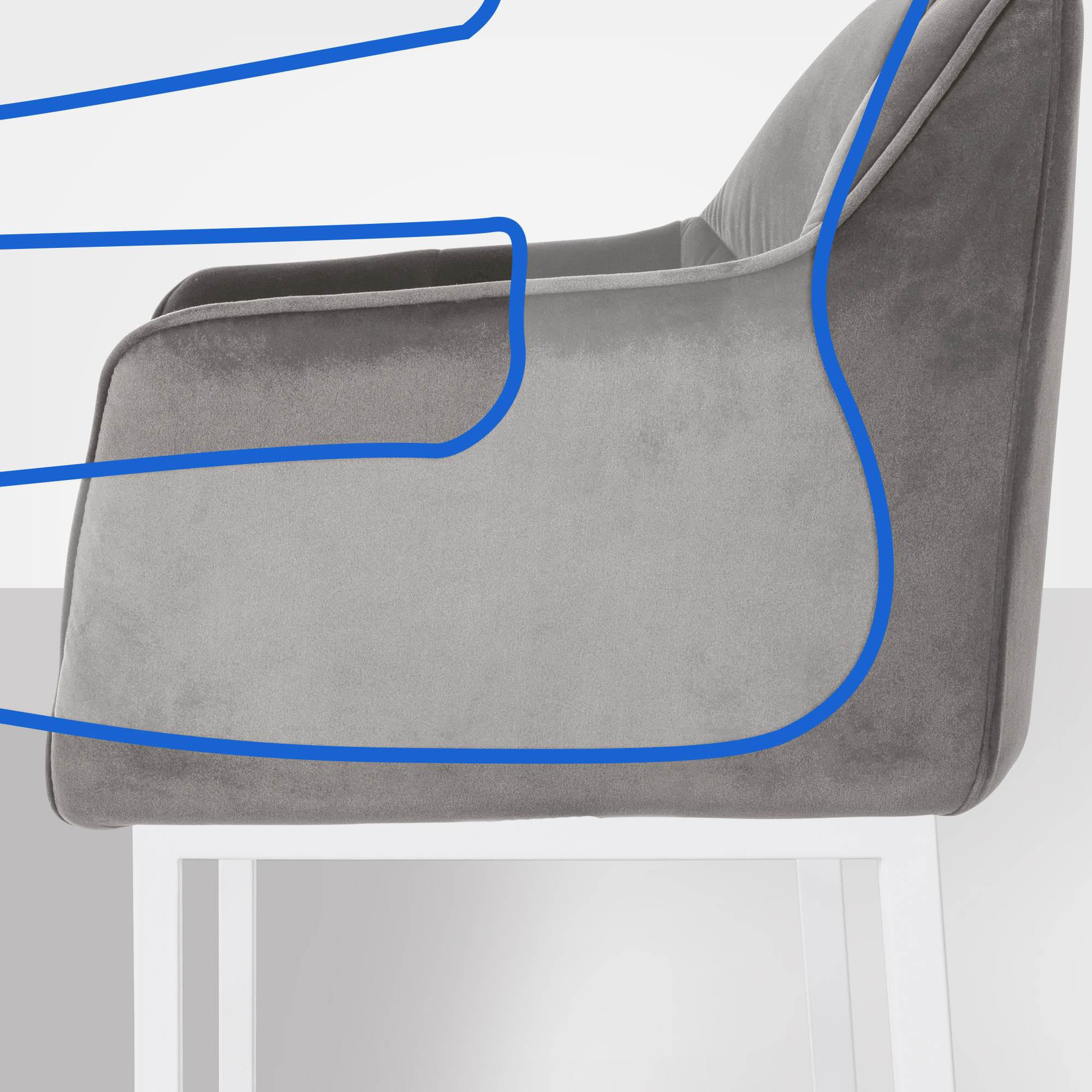 BARHOCKER Samt Grau - Weiß/Grau, Textil/Metall (64/110/48cm) - CLP