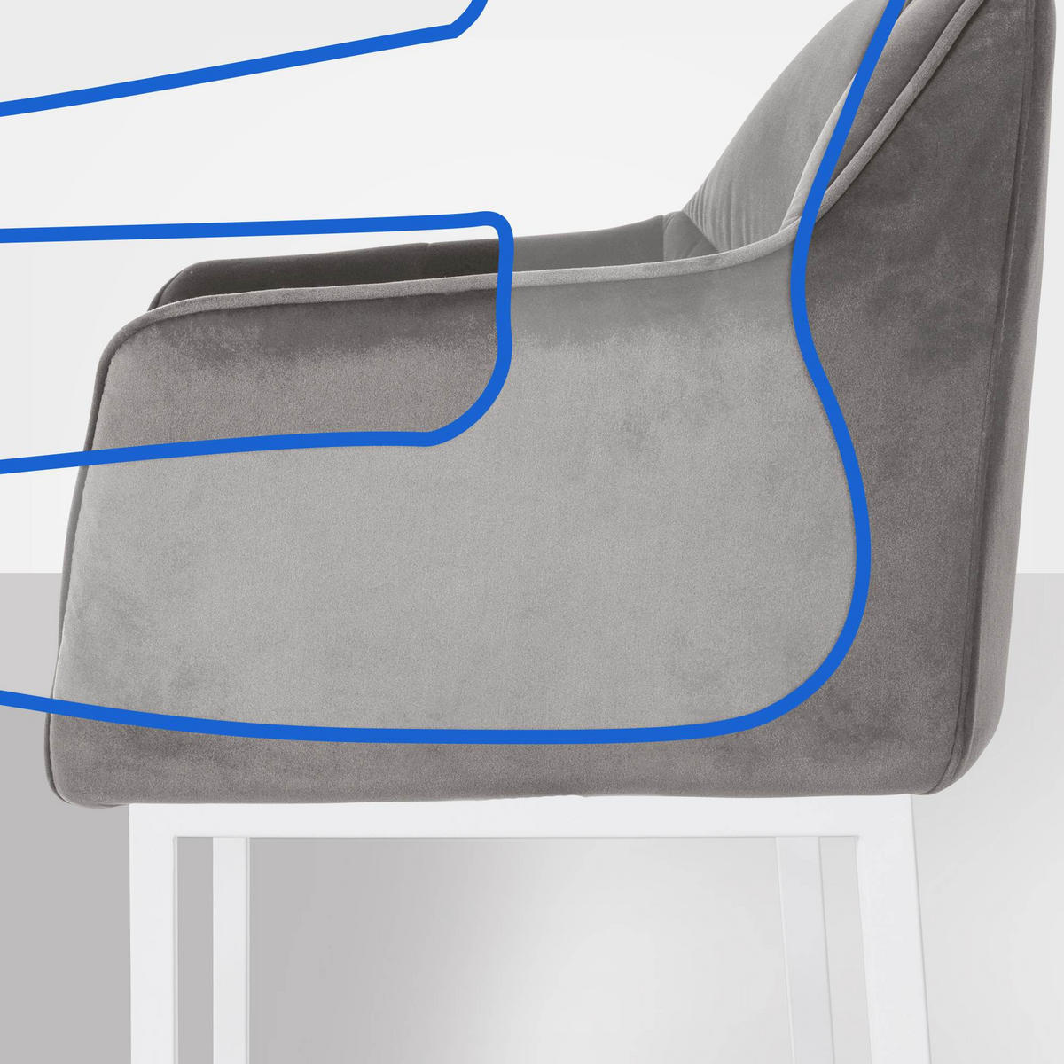 BARHOCKER Samt Grau - Weiß/Grau, Textil/Metall (64/110/48cm) - CLP