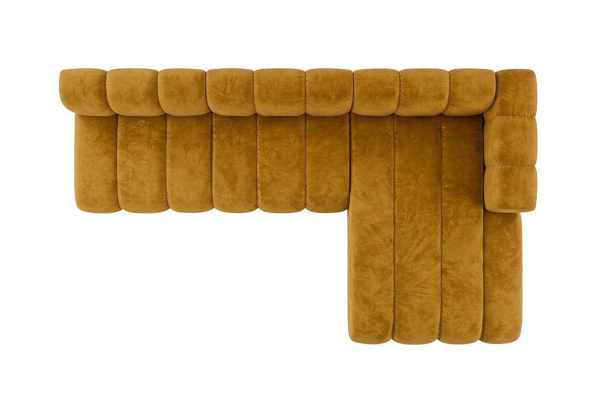 ECKSOFA Modulares In L-Form, Velvet-Stoff Riviera, Senffarbe, Rechts, GRAND 295 cm - Gelb, Holz (295/179cm) - Kaiser Möbel