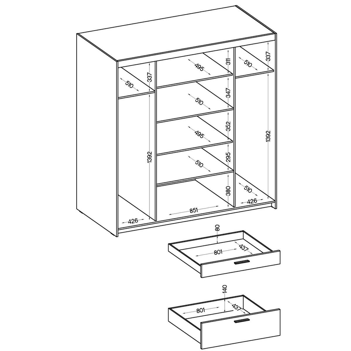 DREHTÜRENSCHRANK ELENORA 176,3/190,5/53cm 4-türig Braun - Braun, Holzwerkstoff (176.3/190.5/53cm) - MASSENO