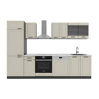 KÜCHENZEILE R-Line, Sand Landhaus/Anthrazit, 300 cm Arbeitsplatte Marmor - Beige/Anthrazit, Holzwerkstoff (300/206.8/60cm) - Vicco