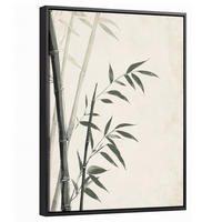 LEINWAND Bilder mit Rahmen - Japandi - Bambus - Beige - 30x40 - Eukalyptusholzfarben, Textil (30/40cm) - MuchoWow