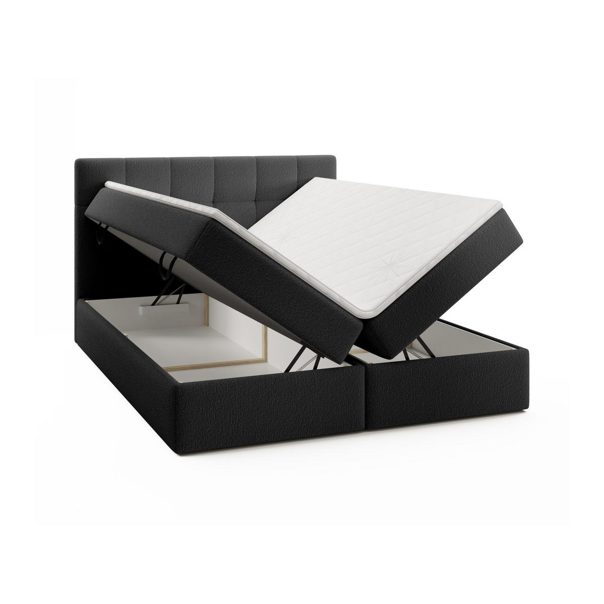 DOPPELBETT Oreno Royal 180x200 cm, Schwarz - Schwarz, Textil (180/200cm) - Fedve