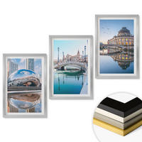 WANDBILDER 3er Set - 40x60 cm Silberner Rahmen - Architektur von Städten am Wasser - Silberfarben, Kunststoff (40/60cm) - ArtPrintCave