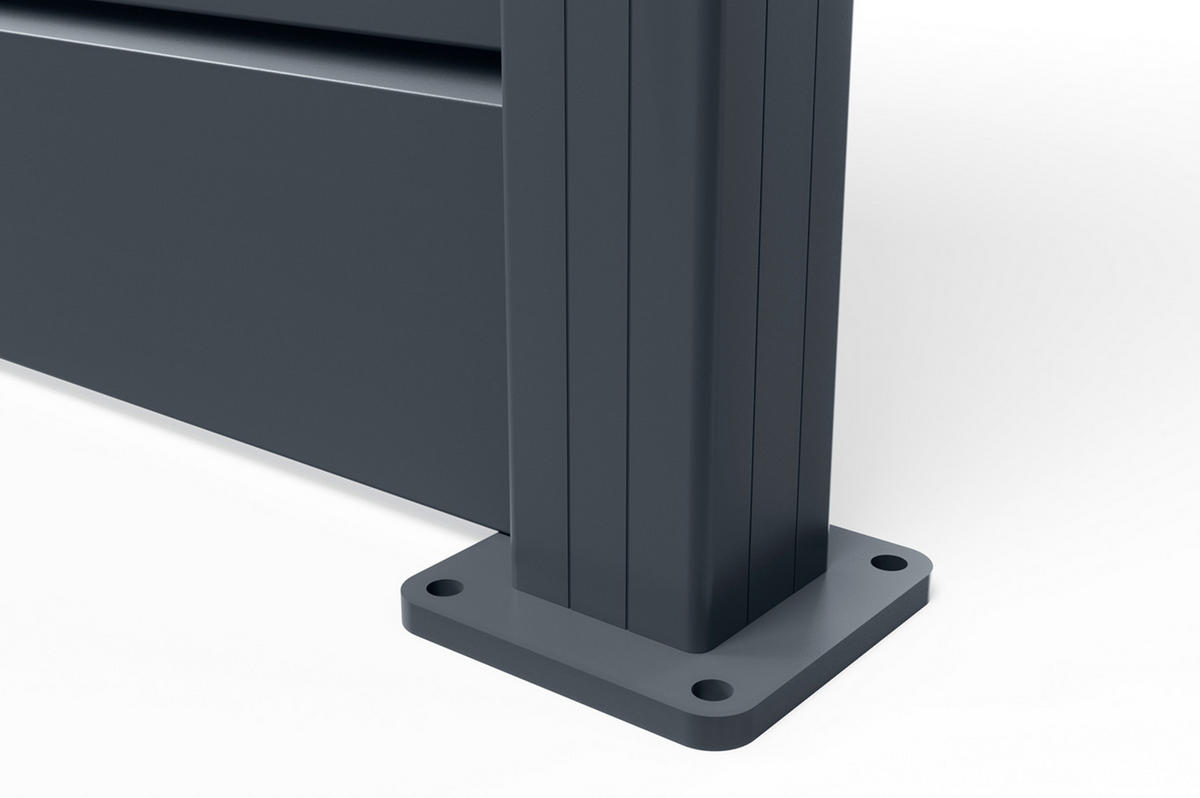 SICHTSCHUTZZAUN VANO aus Aluminium mit Lamellen 6 m x 180 cm, Grau - Grau, Metall (600/184cm) - Casanoov