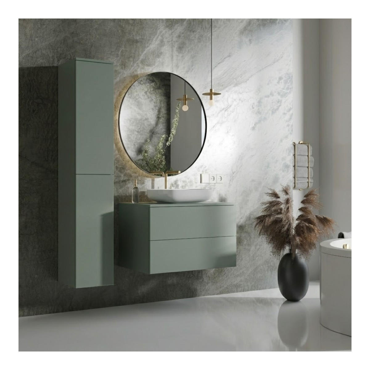 BADMÖBEL-SET Color Aloe 2-Teilig (2S 80 + 2D 160) - Dunkelgrün, Holzwerkstoff (110/160/45cm) - mzm24