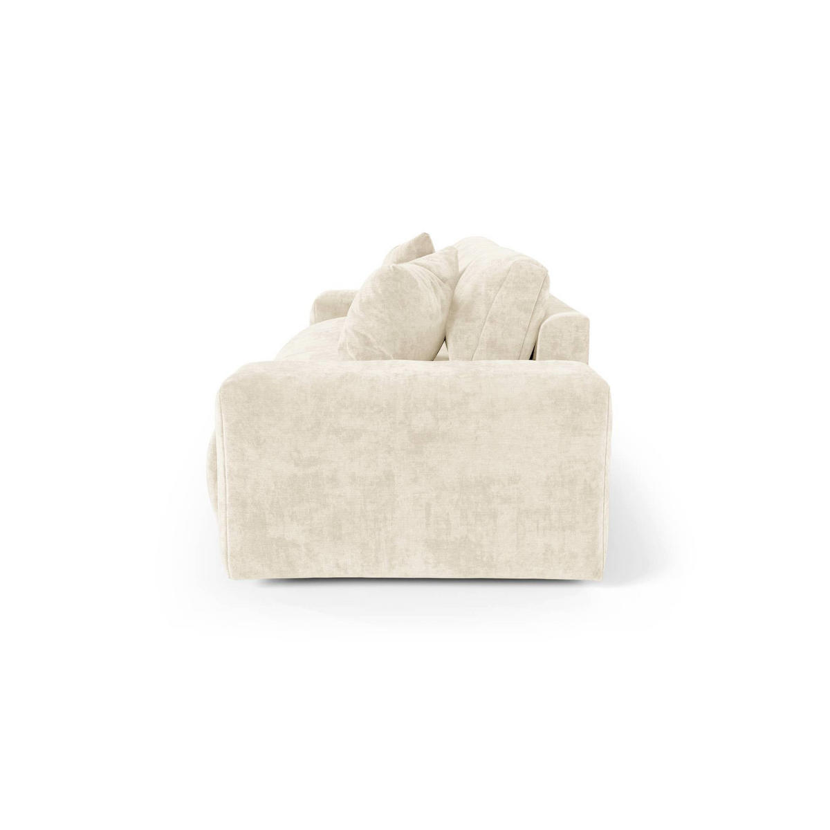 SOFA CHEER Geprägter Samt Creme 220cm - Creme, Textil (220/84/94cm) - Premium Interiors