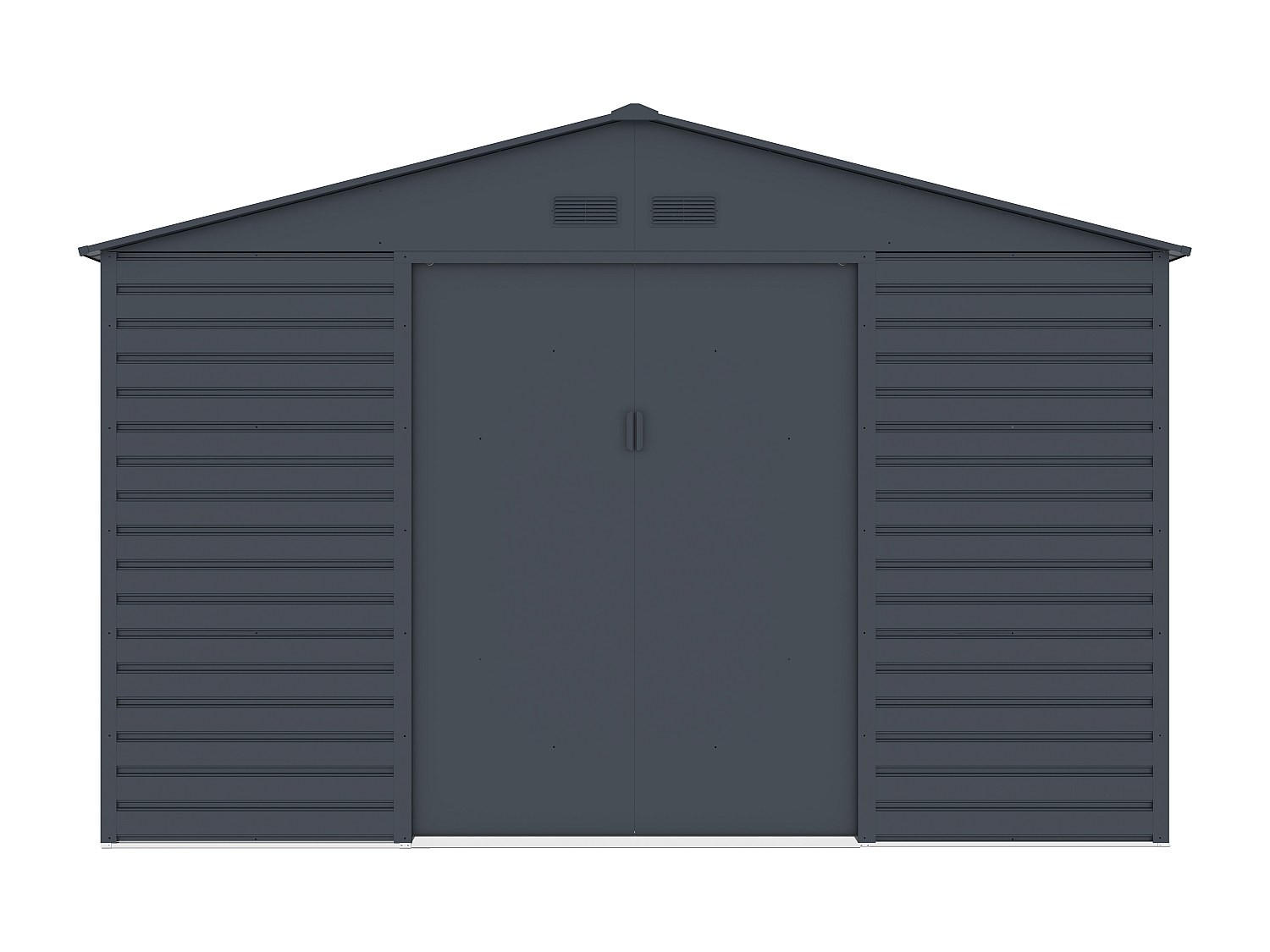 SCHREBERGARTENHAUS - 330 cm x 372 cm - metall - anthrazitgrau Adelmo - Anthrazit, Metall (330/229/372cm) - Vente-Unique