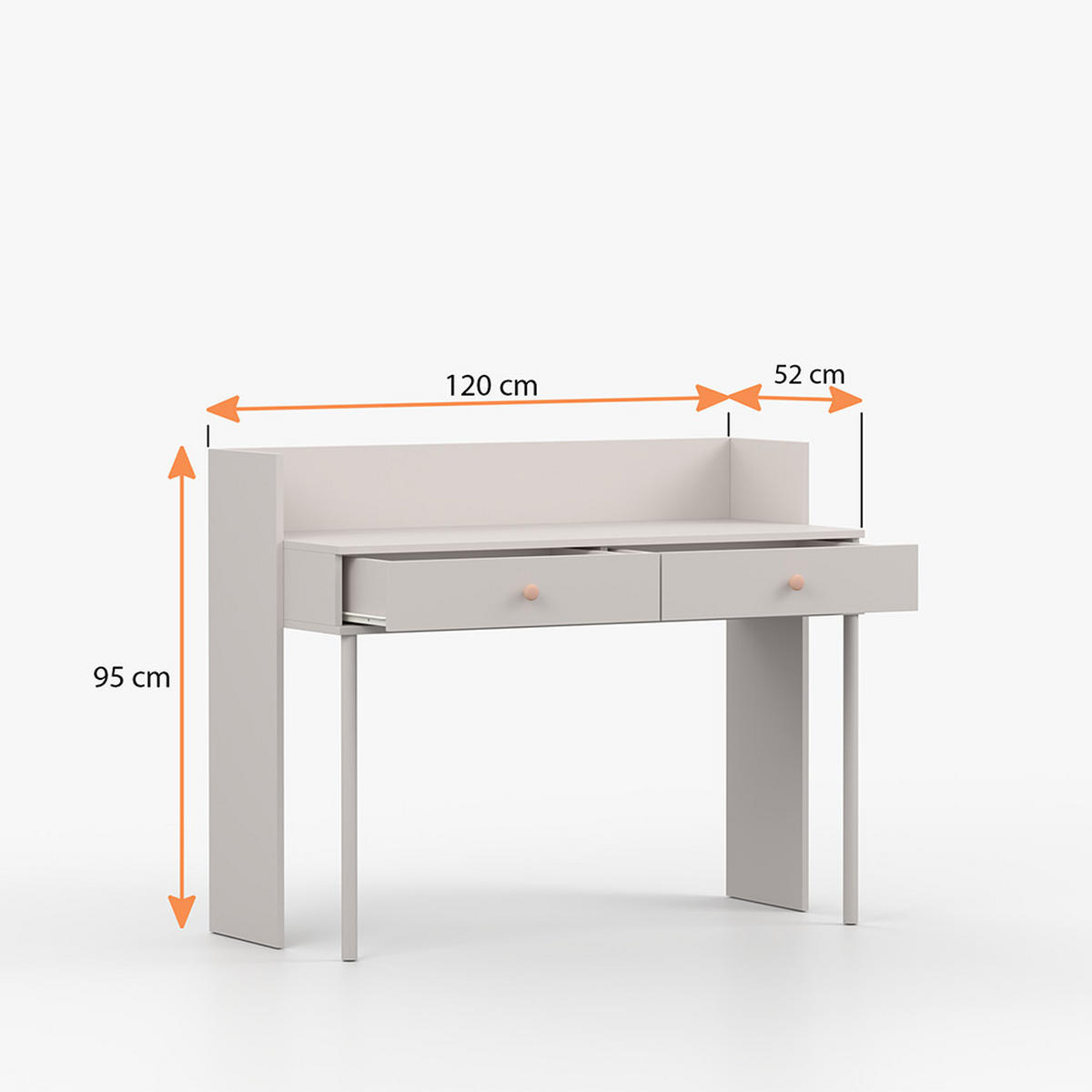 SCHREIBTISCH OLAF II 120cm/95cm/52cm Kaschmir, Griff Rosa - Kaschmir/Rosa, Holzwerkstoff/Metall (120/95/52cm) - imoebel24