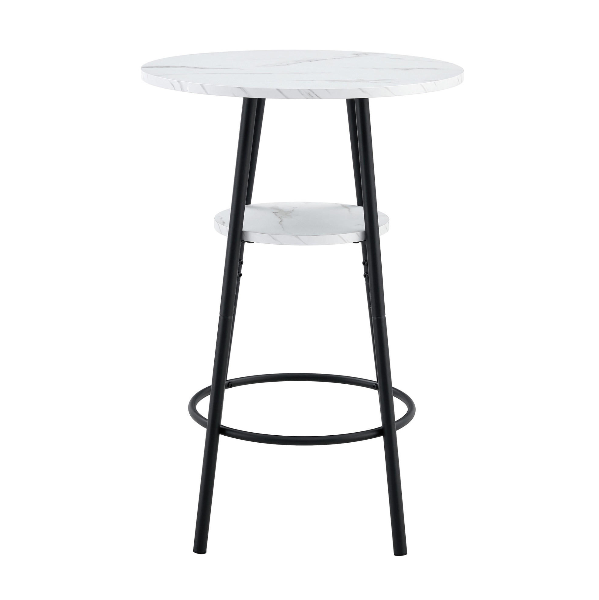 BAROVÝ stůl 60/60/89 cm s odkládací policí a deskou v mramorovém dekoru, Bílá - bílá, kompozitní dřevo (60/60/89cm) - Redom