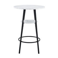 BAROVÝ stůl 60/60/89 cm s odkládací policí a deskou v mramorovém dekoru, Bílá - bílá, kompozitní dřevo (60/60/89cm) - Redom