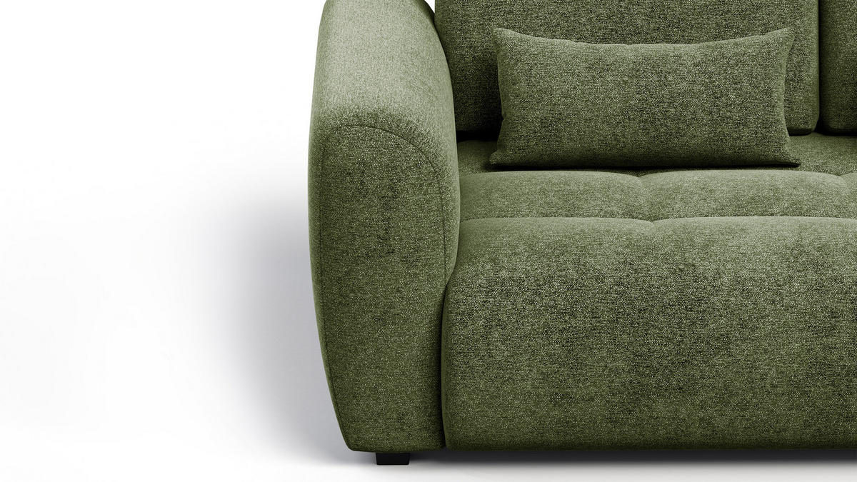 SOFA SORENO 3-Sitzer, dunkelgrün - Dunkelgrün/Schwarz, Holz/Textil (214/94/114cm) - Courtois Laville