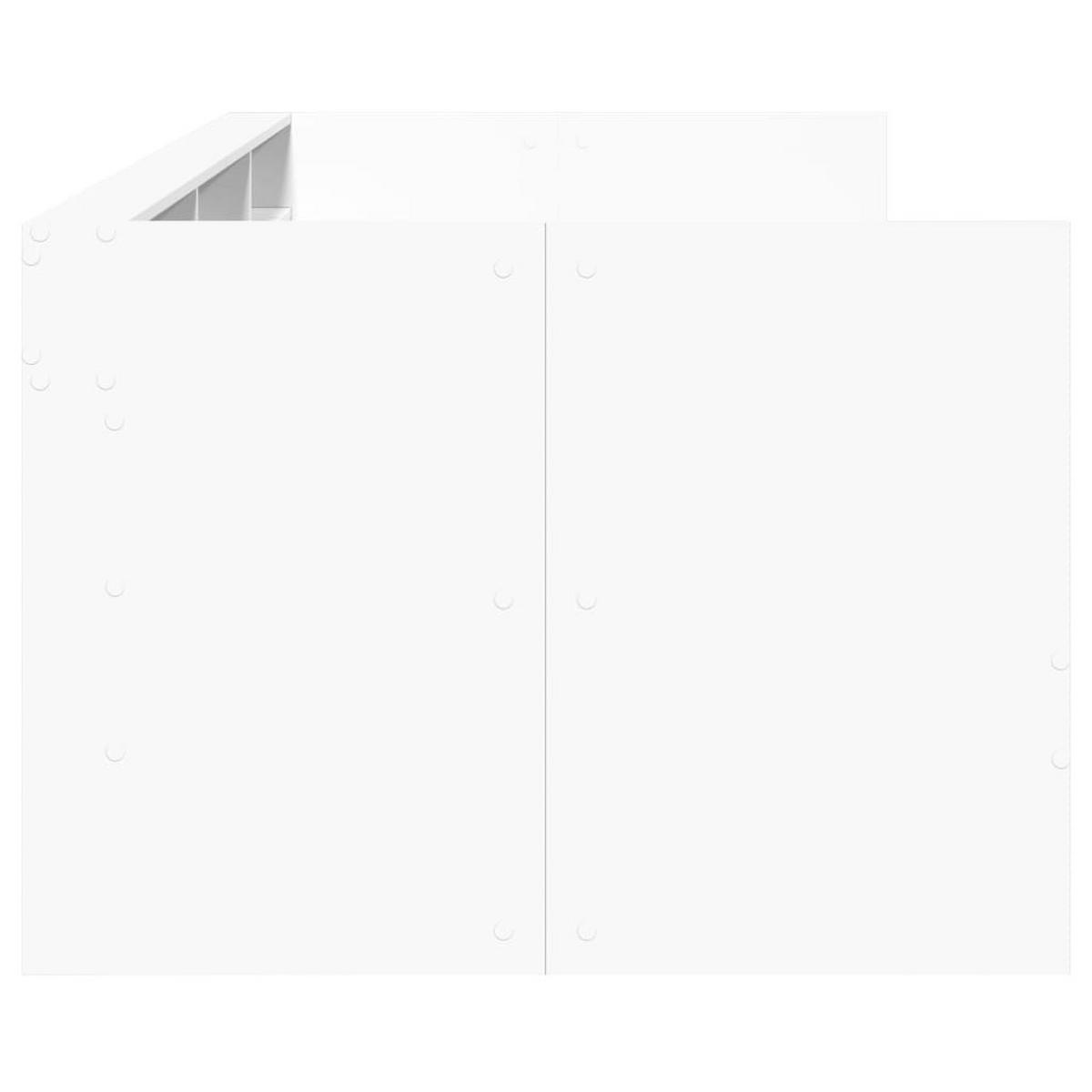 STAURAUMBETT mit 2 Schubladen und Seitenfächer 100/200 cm aus Holzwerkstoff, Weiß - Weiß, Holz - vidaXL