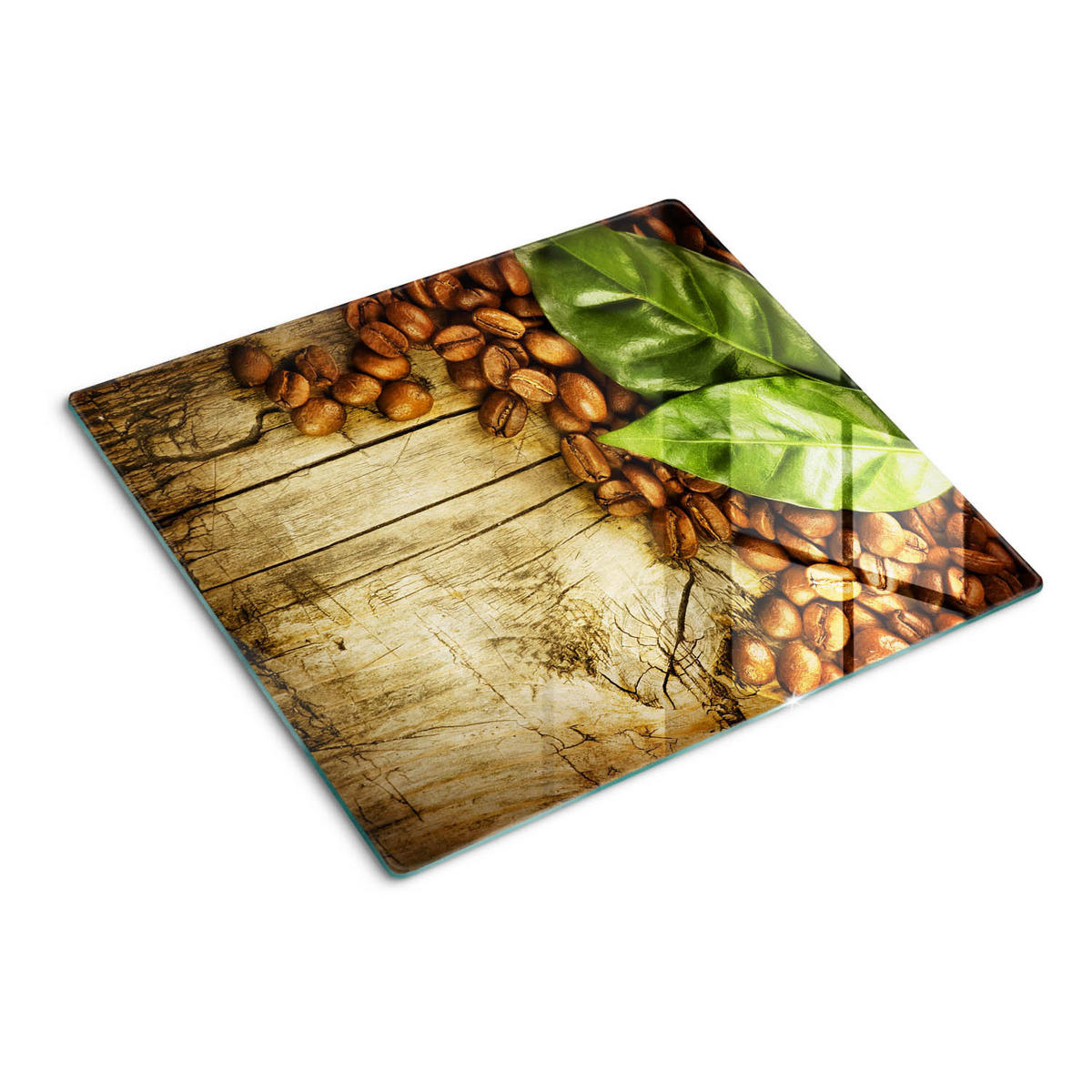 GLASPLATTE 60x52 cm Kaffee Lorbeerblatt - Grün, Glas (60/0.4/52cm) - TULUP