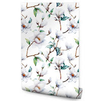 VLIESTAPETE Magnolienblüten – Weiß, Grün, Hellblau – 50x1000 cm - Weiß/Hellblau, Papier (50/1000cm) - Muralo