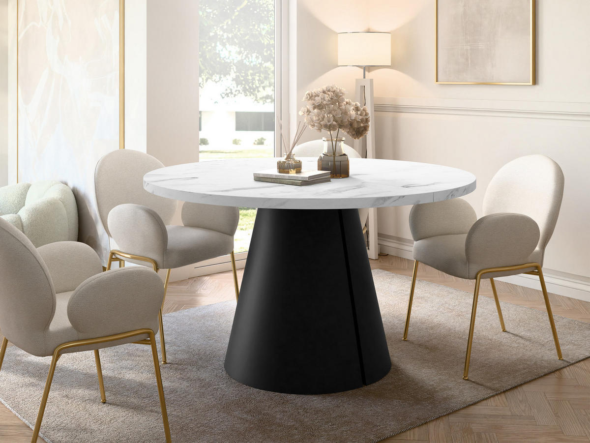 ESSTISCH Calma 100 - Schwarz/Weiß, Holzwerkstoff/Metall (100/100/76cm) - MIRJAN24