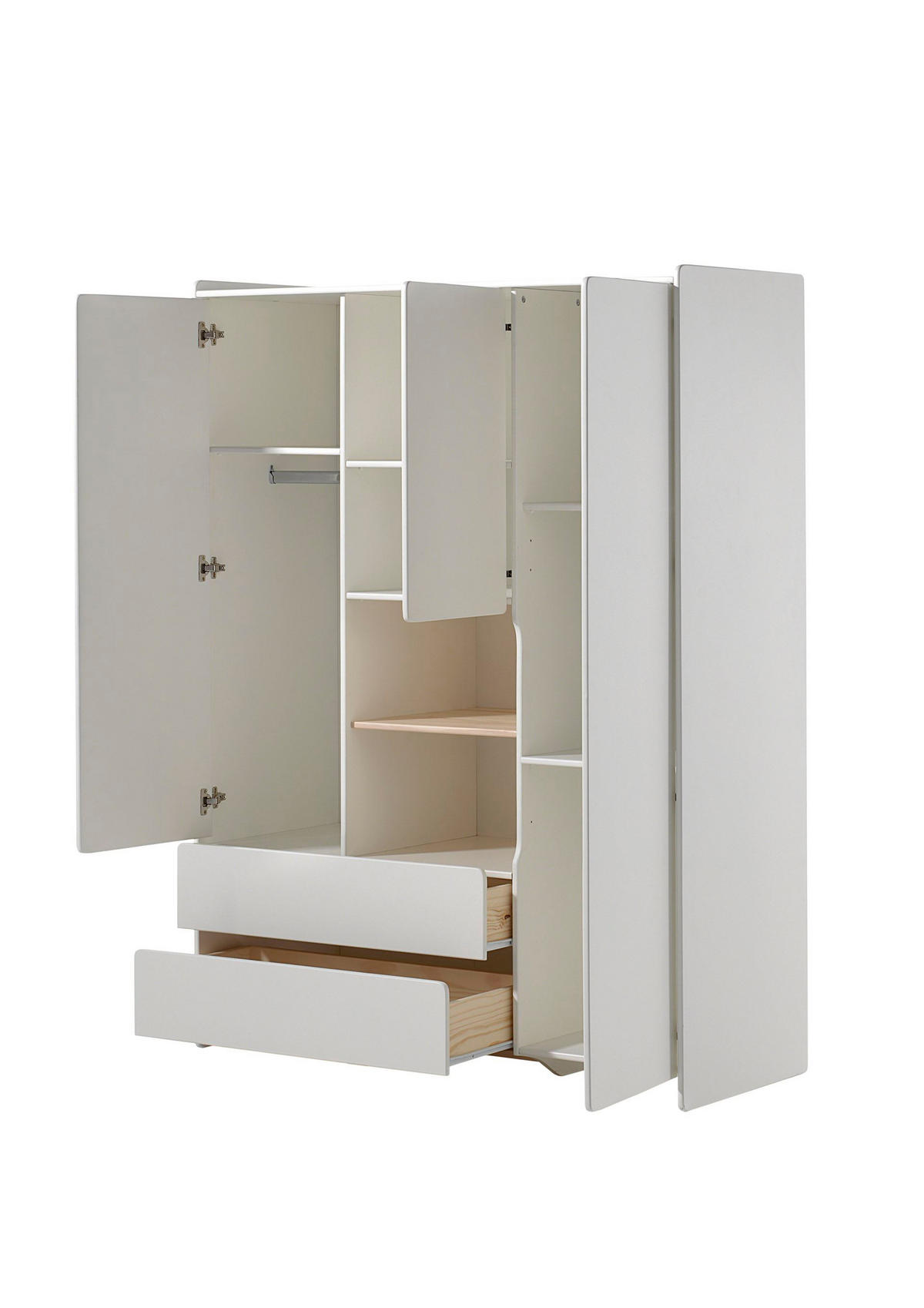 KINDERZIMMERSCHRANK Karilynn 133x55x190 MDF+Massivholz Weiß - Beige, Holzwerkstoff (133/190/55cm) - 58aufmkessel
