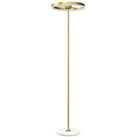 STEHLAMPE LED Wohnzimmer Dimmbar Stehleuchte mit 3 Lichtfarben, Fußschalter - Gelb, Metall (40/40/157.5cm) - HOMCOM