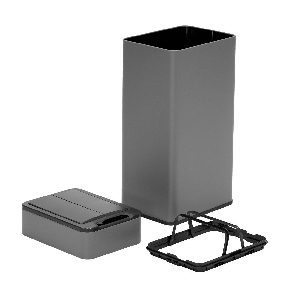 SENSORMÜLLEIMER SE40L Grau - Grau, Metall (23/65/31cm) - SVITA