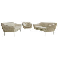 SITZGARNITUR PIRS 3+3+1 - Beige Velvet - Weiße Beine - Beige/Weiß, Holzwerkstoff/Textil (180/75/74cm) - MKS