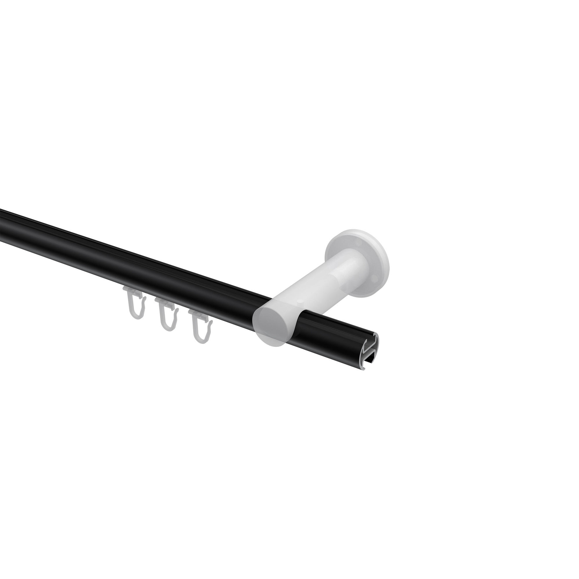 GARDINENSTANGE INNENLAUF Platon Savio 240 cm (geteilt in 2 x 120 cm), 1-läufig, 20 mm Ø Schwarz - Schwarz, Metall (240cm) - INTERDECO