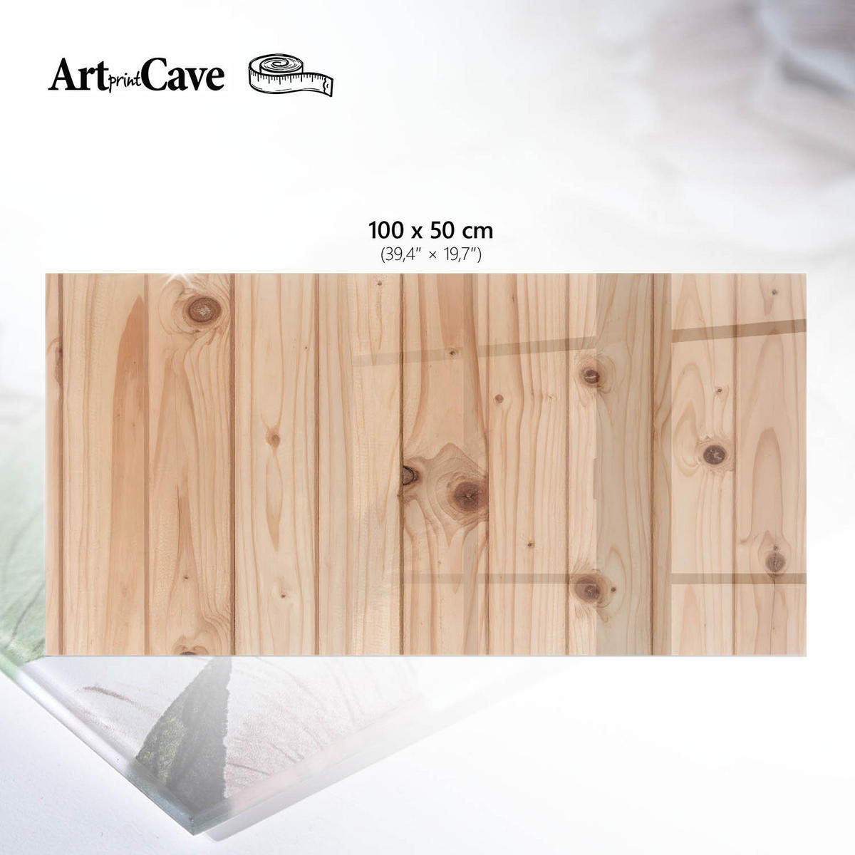 TISCHPLATTE 100x50 cm – Holzstruktur - Braun, Glas (100/50/0.4cm) - Wallfluent