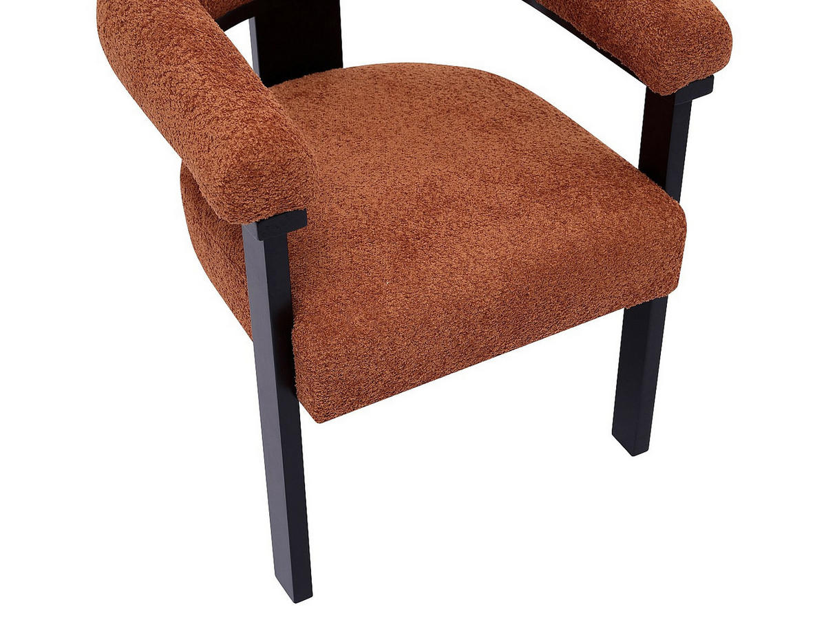 STUHL mit Armlehnen - Bouclé-Stoff & Kautschukholz - Terracotta & Schwarz - LIVELIA - Dunkelorange, Textil (64/78/60cm) - Vente-Unique