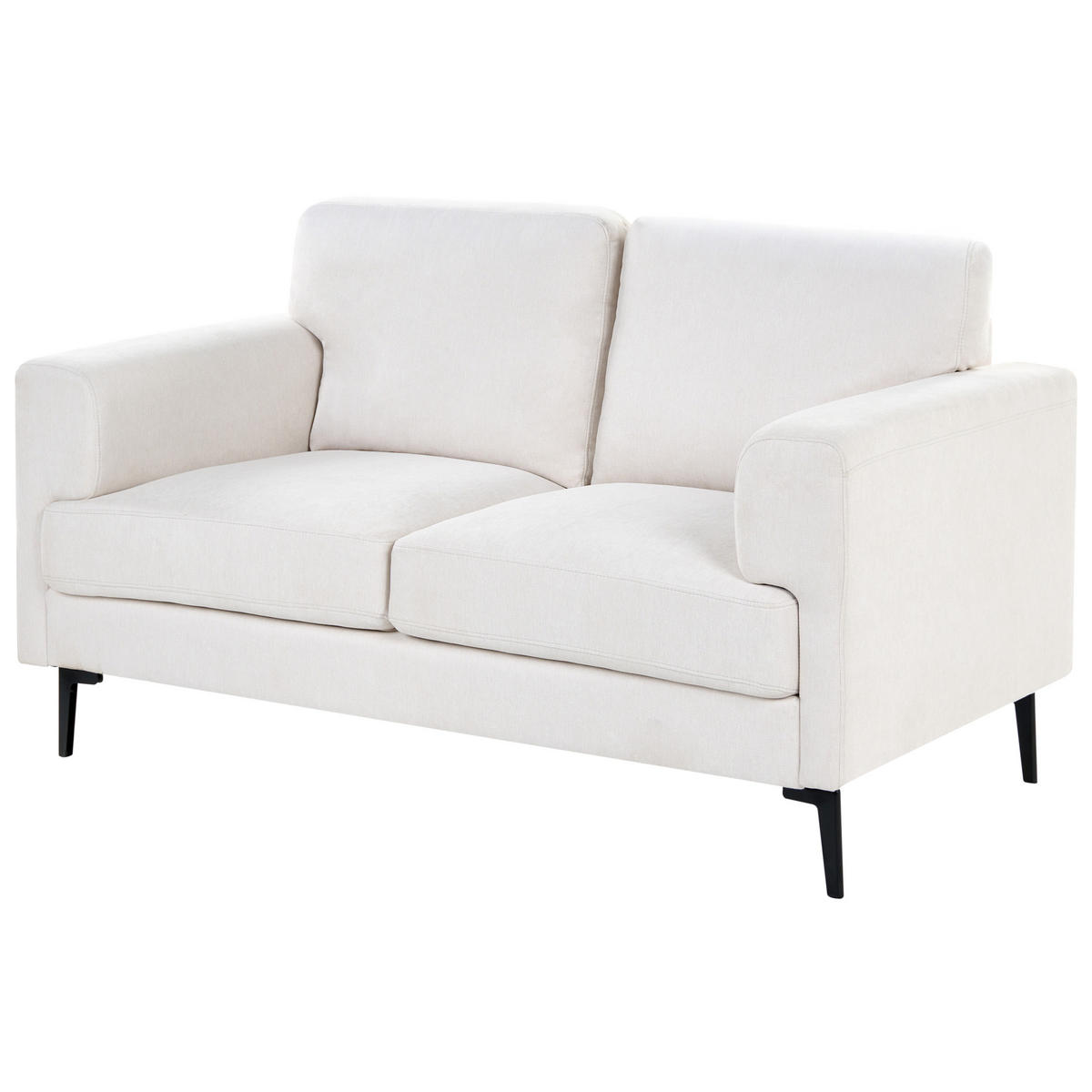 2-SITZER-SOFA Stoff Hellbeige Lousto - Beige/Schwarz, Textil (156/85/65cm) - Beliani