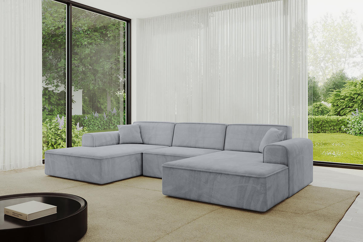 WOHNLANDSCHAFT IREA-U1-v3 - 303x171x79 cm Grau - Titanfarben, Holzwerkstoff/Textil (303/79/171cm) - ALTDECOR