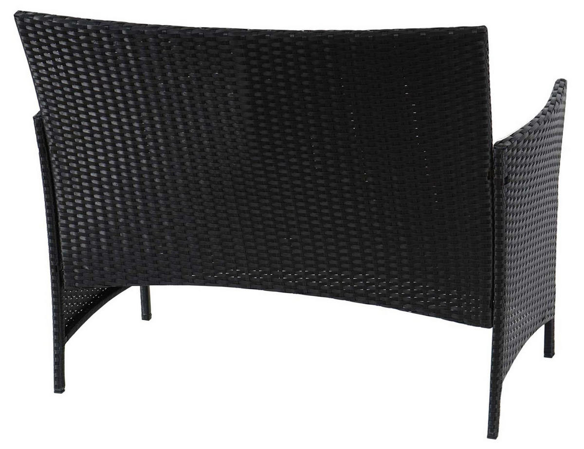 POLY-RATTAN GARTENBANK Schwarz, Orange - Schwarz/Orange, Kunststoff (106/83/60cm) - MCW