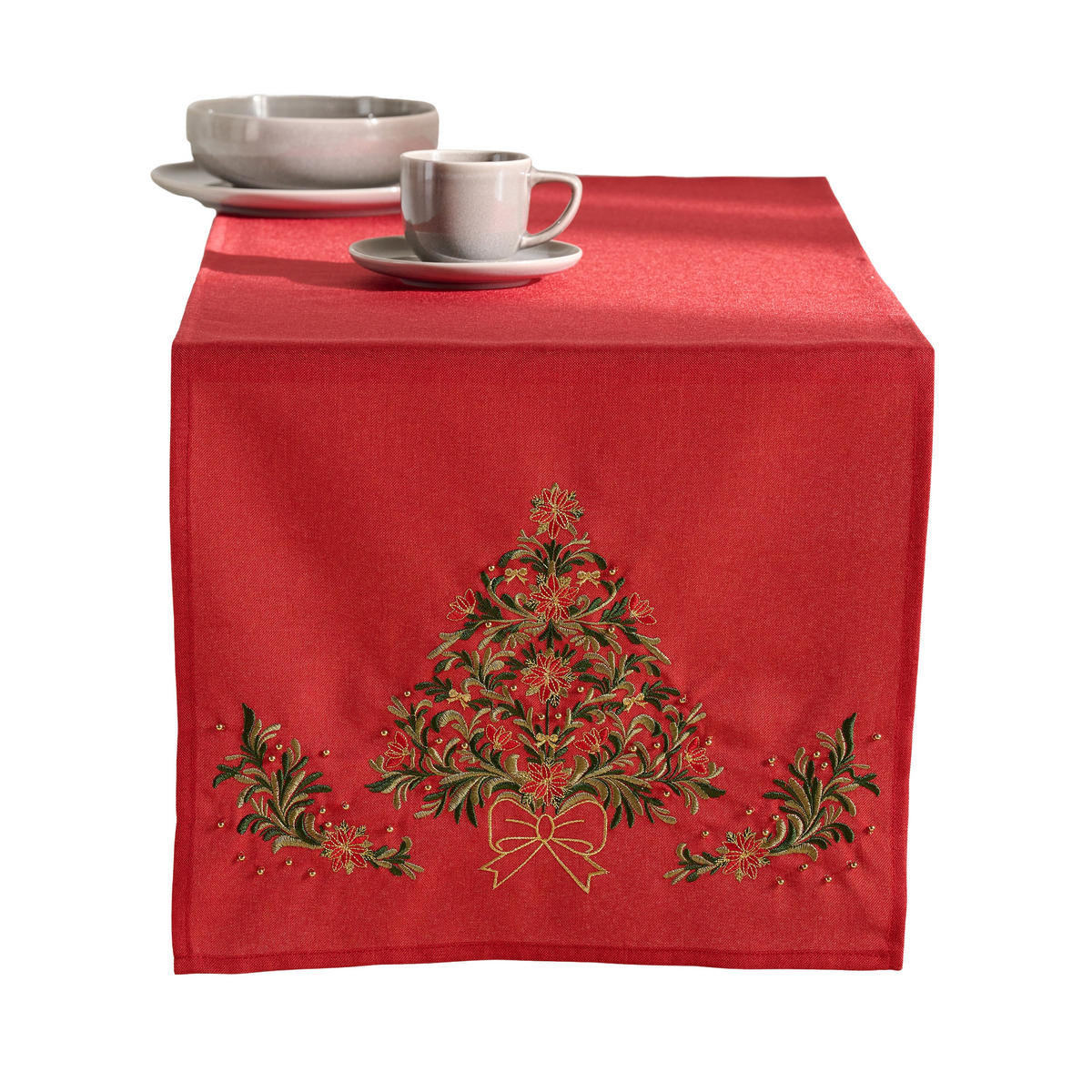TISCHLÄUFER Bestickter NATAL, 40x180 cm, Rot, Weihnachten Deko Tischdecke, Christmas - Rot, Textil (180/40/1cm) - home&you