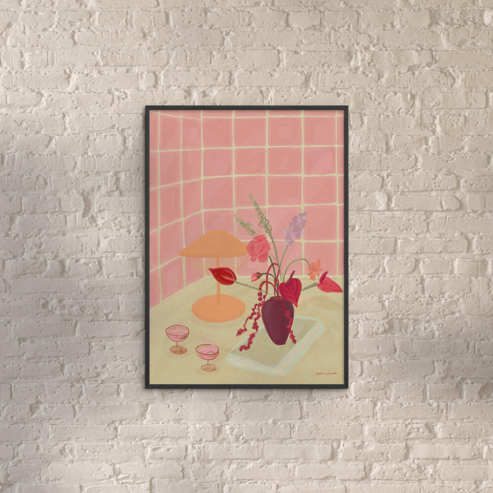 POSTER mit Rahmen Katharina Puritscher - Bubbly - Pink/Schwarz, Holz/Papier (50/70cm) - Poster&Frame