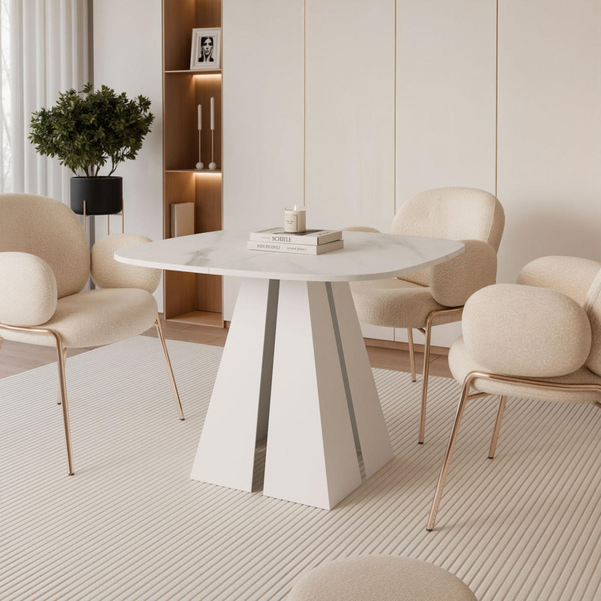 AUSZIEHTISCH ZELO 120/60/76 cm, Weiß / Bianco (Weiß) - Perlmutt/Weiß, Holzwerkstoff/Metall (60/120/76cm) - Idohome