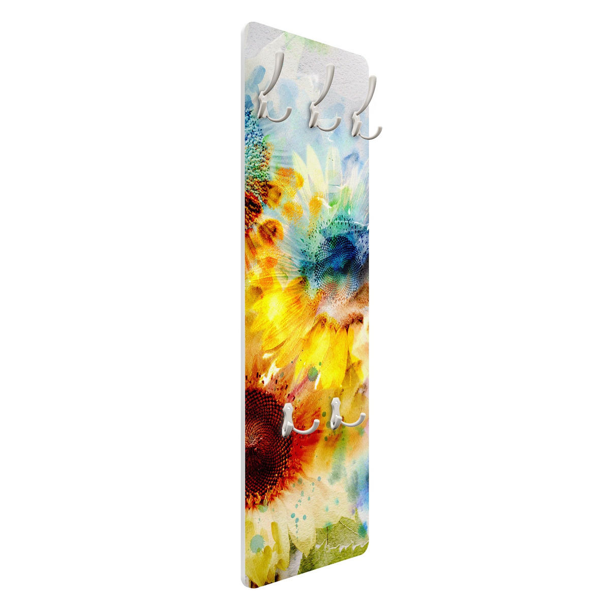 WANDGARDEROBE - Aquarell Blumen Sonnenblumen 34/105 cm - Gelb, Holzwerkstoff (34/105/1.6cm) - Bilderwelten