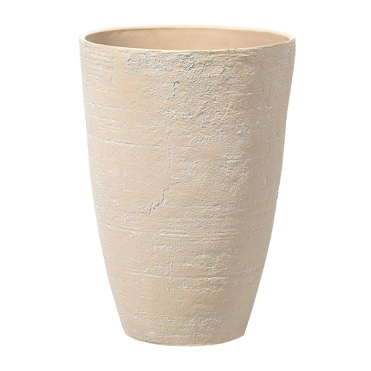 BLUMENTOPF 2er-Set sandbeige rund 43/43/60 cm Camia - Beige, Stein (60cm) - Beliani