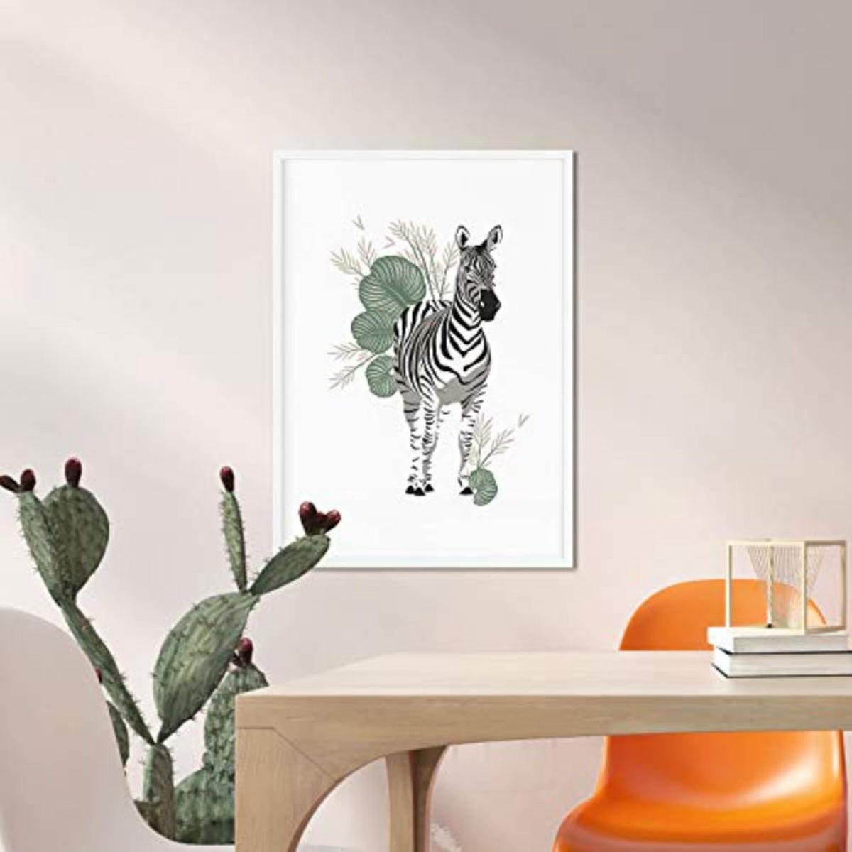 POSTER Set mit 4 GiraffenzebraKlinge, Blumen und Pflanzen aus dem Dschungel A4 Rahmenlos - Klar, Papier (29.7/3cm) - Nacnic