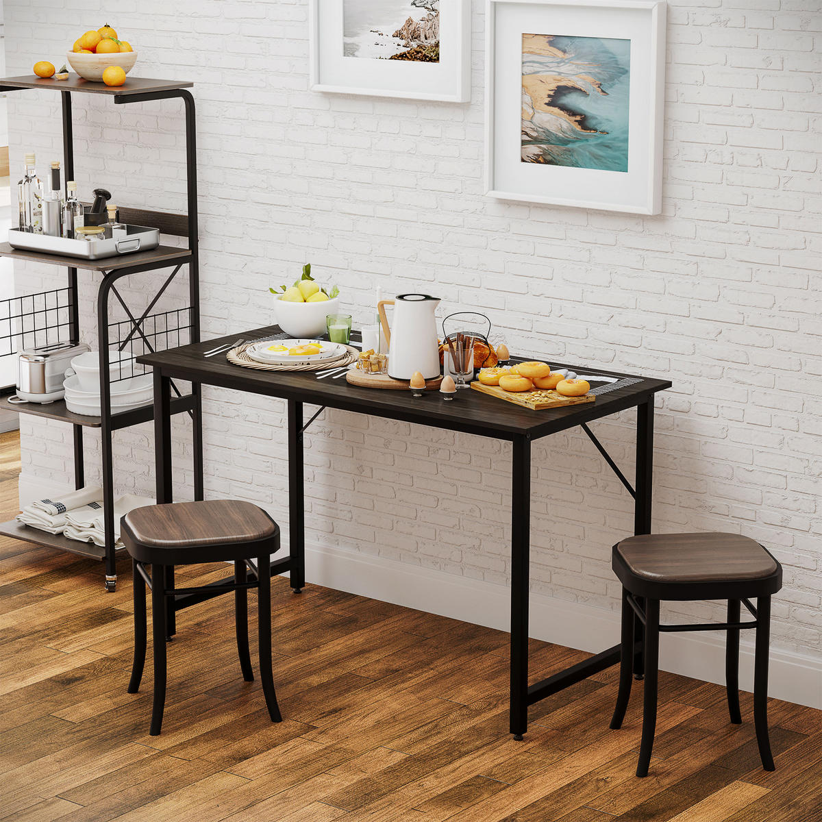 BÜROTISCH Holzmaserung, schwarz 1 Stück - Multicolor, Holzwerkstoff (130/58/73cm) - GiPP