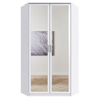 KLEIDERSCHRANK Click in Weiß mit Grafit - Eckkleiderschrank mit Spiegel - Weiß, Holzwerkstoff (95/198/95cm)