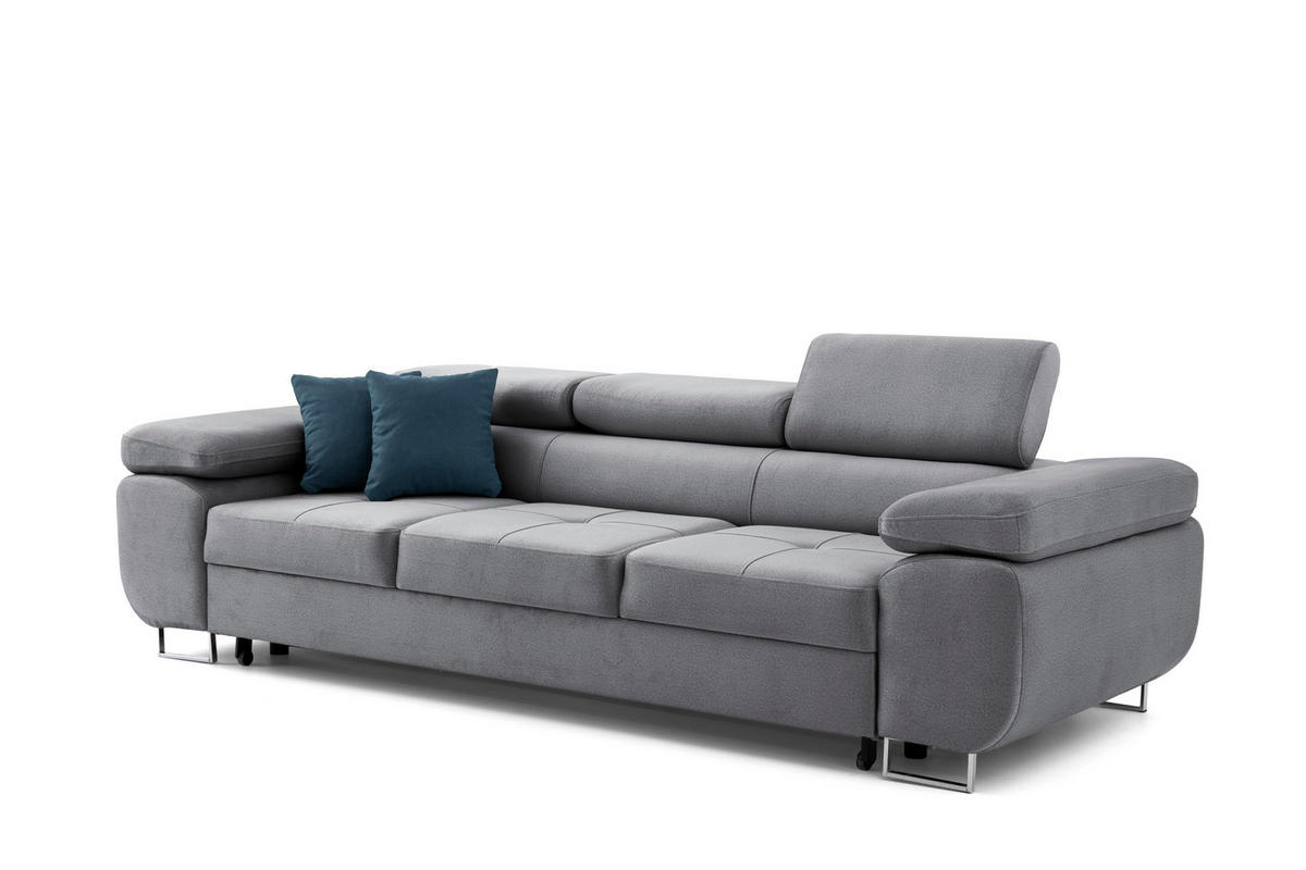 3-SITZER-SOFA WILD Dark gray - Chromfarben/Dunkelgrau, Holz/Textil (262/90/102cm) - Muffo