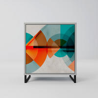 SIDEBOARD CIRCULAR RHAPSODY, Grau, 57,5x42x67,5 cm, Schwarze Metall-Rahmenfüße - Multicolor/Schwarz, Holzwerkstoff/Metall (57.5/67.5/42cm) - SpaceRebels